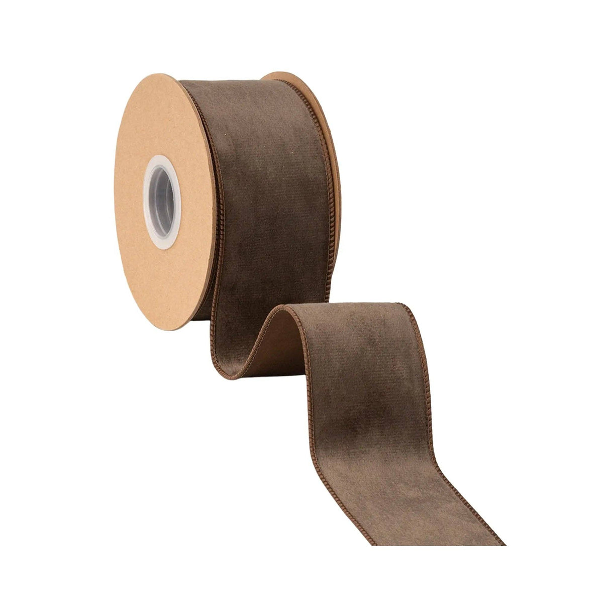 2 1/2" Reversible Classic Velvet Wired Ribbon | Brown w/ Brown Shimmer Backing | 10 Yard Roll
