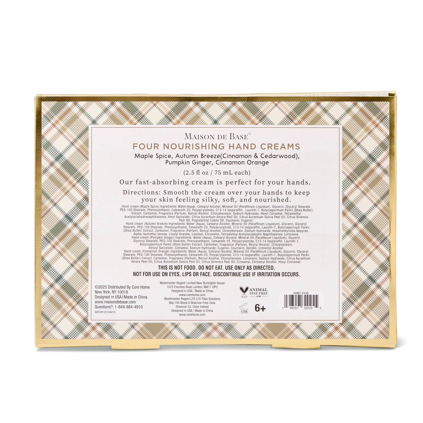 4pk 75ml Hand Cream - Plaid