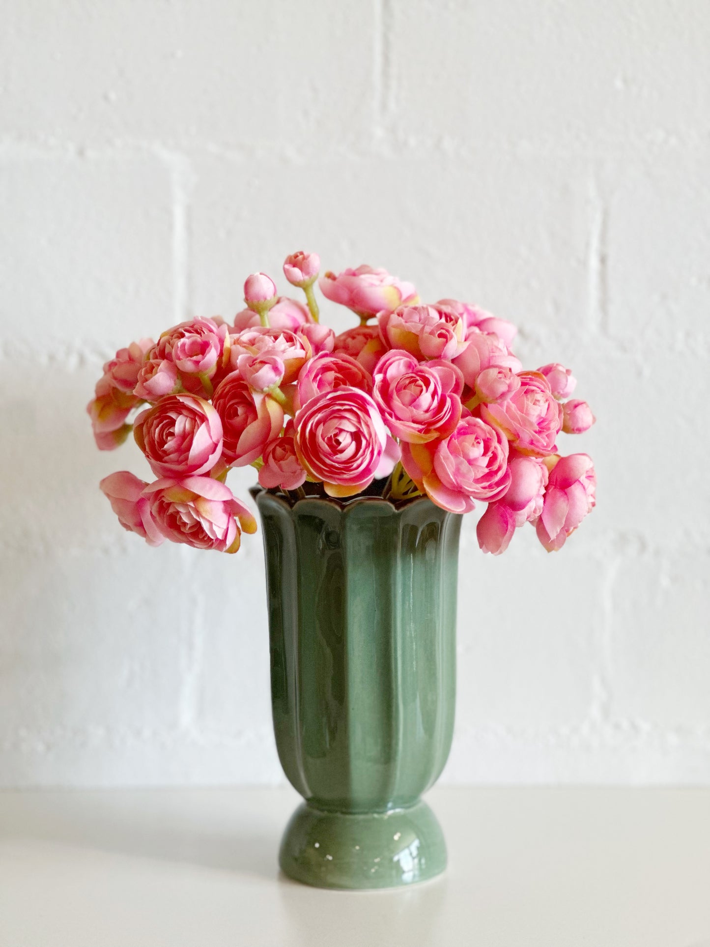 Green Scalloped Vase