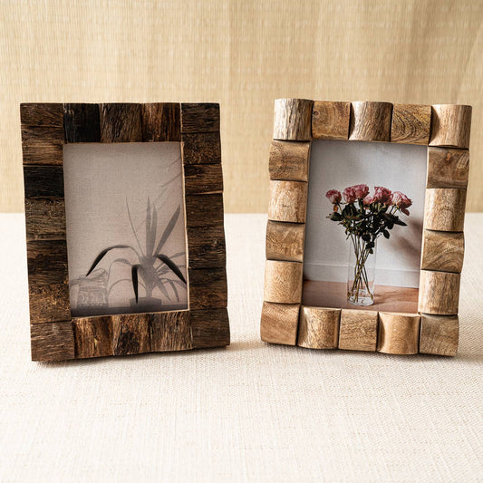 Wood Bark & Round Block Frames
