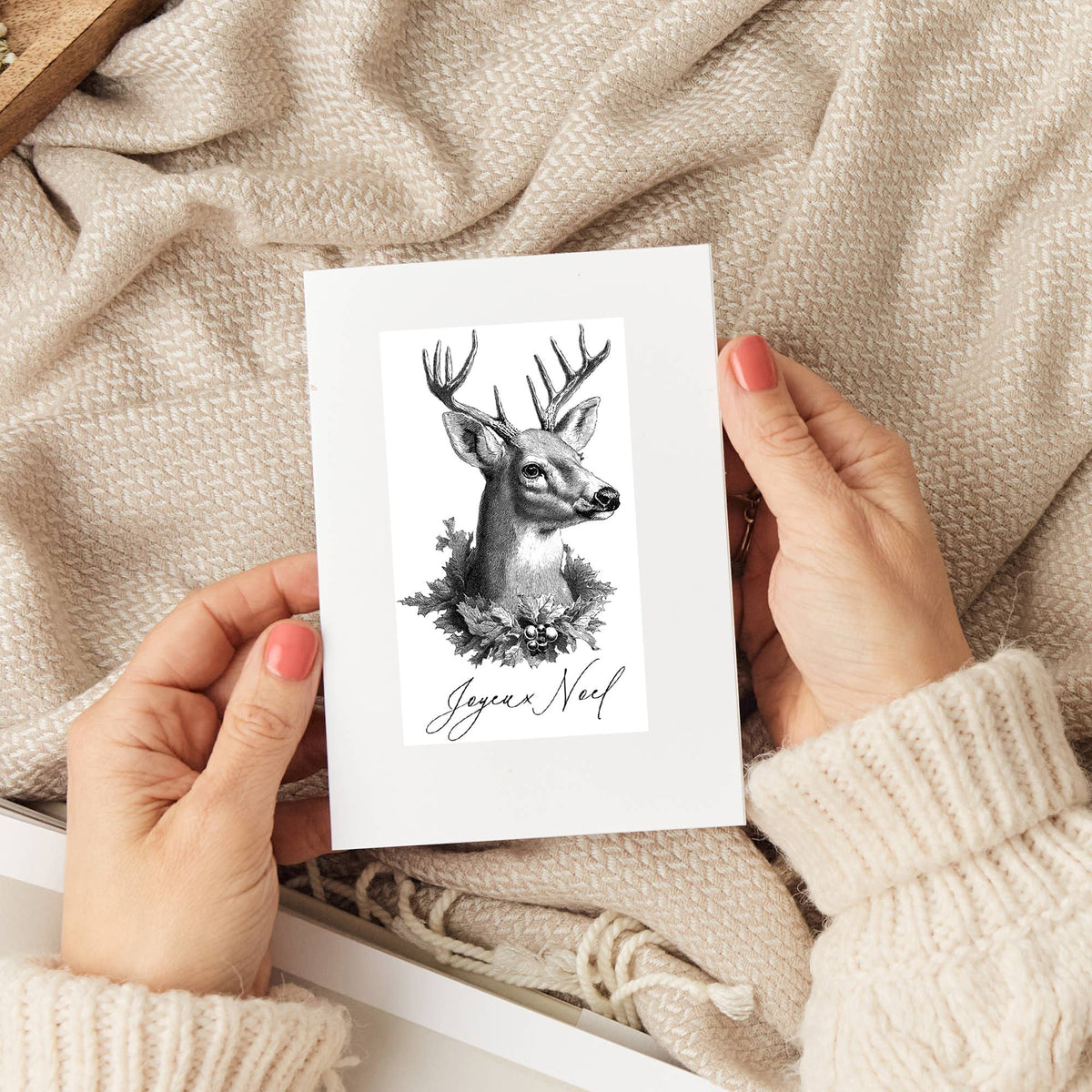Joyeux Noel Deer Greeting Card | Boxed Set of 6