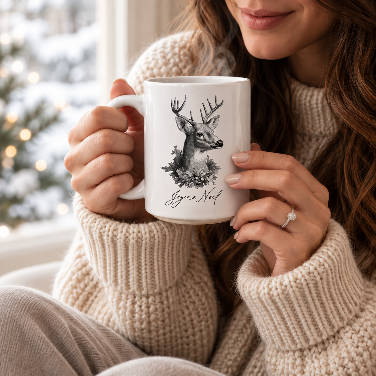 Joyeux Noel Deer Ceramic Mug