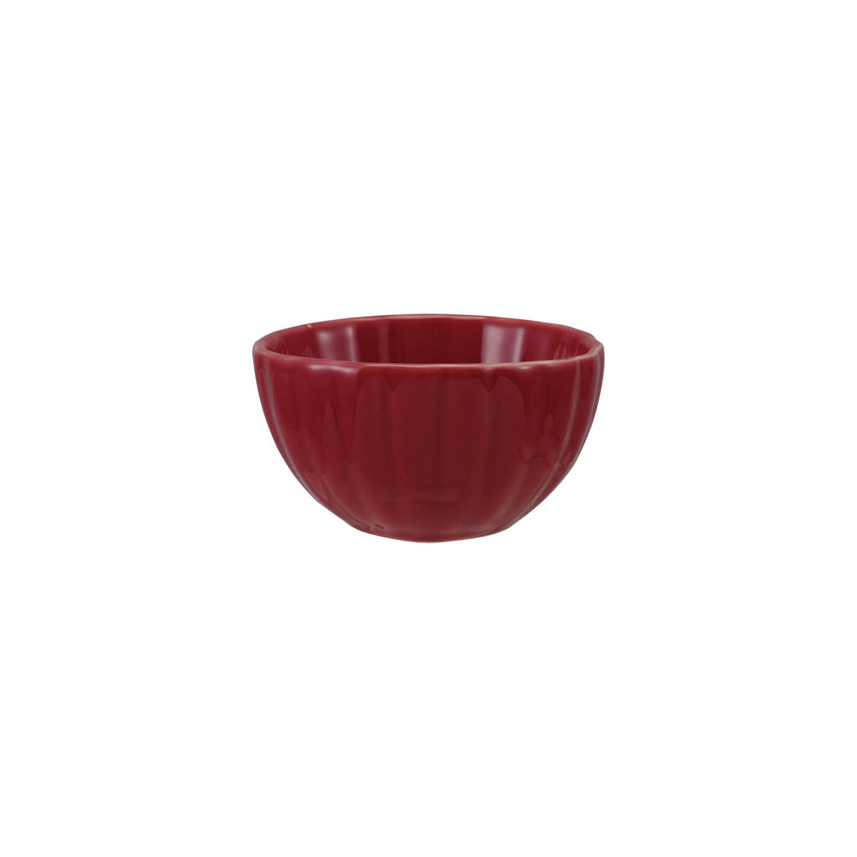 Stoneware Ribbed Bowl, Red (Each One Will Vary)