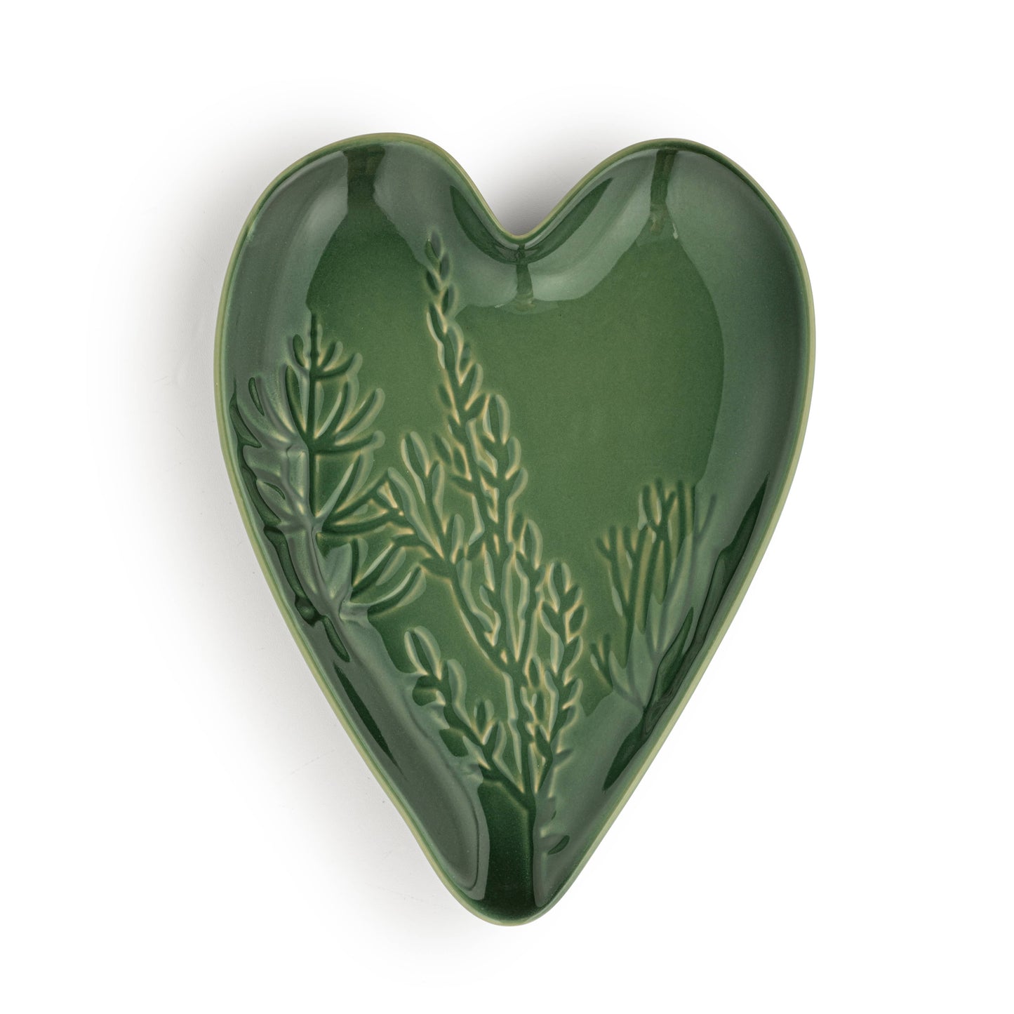 Green Pressed Floral Heart Spoon Rest - 4.5x6.5i