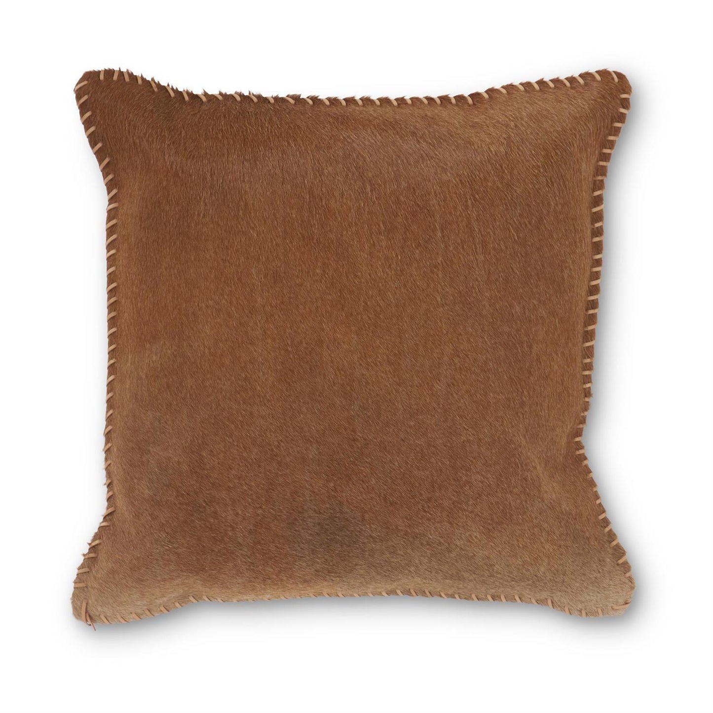 Brown Leather Pillow w/Whip Stitching
