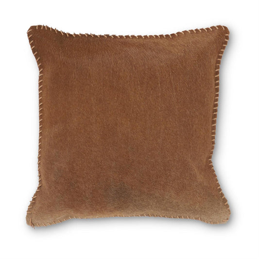 Brown Leather Pillow w/Whip Stitching