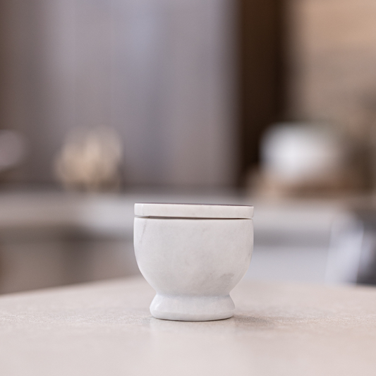 White Marble Lidded Salt Cellar