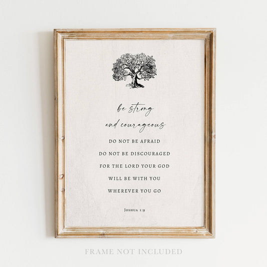 Strong and Courageous - Wall Art Print Christian Gift Decor: 8x10