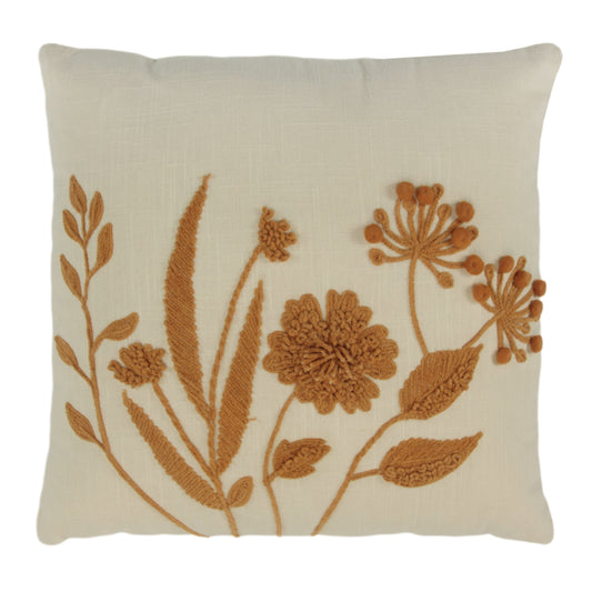 Embroidered Floral Pillow