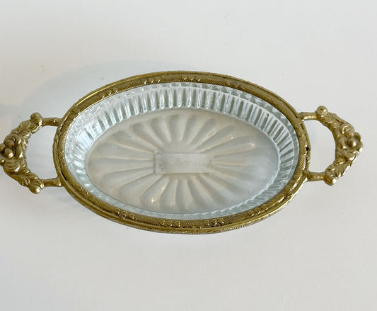 Antique Style Oval Glass Dish Tray