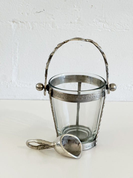 Antique Silver Style Basket w/ Scoop