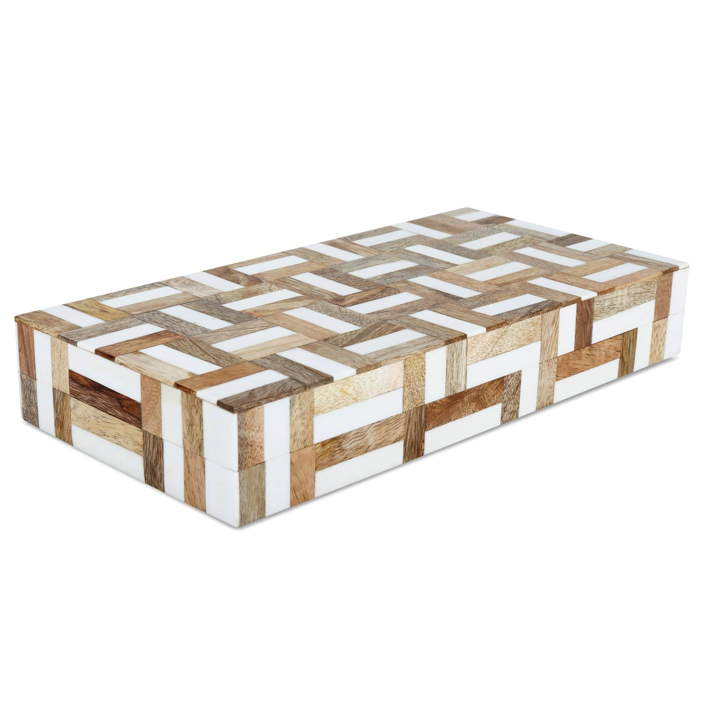 Marquet Chase Wood & Resin Inlay Decorative Storage Box: 12x6x2
