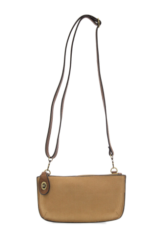 Camel Corduroy Mini Crossbody Wristlet Clutch
