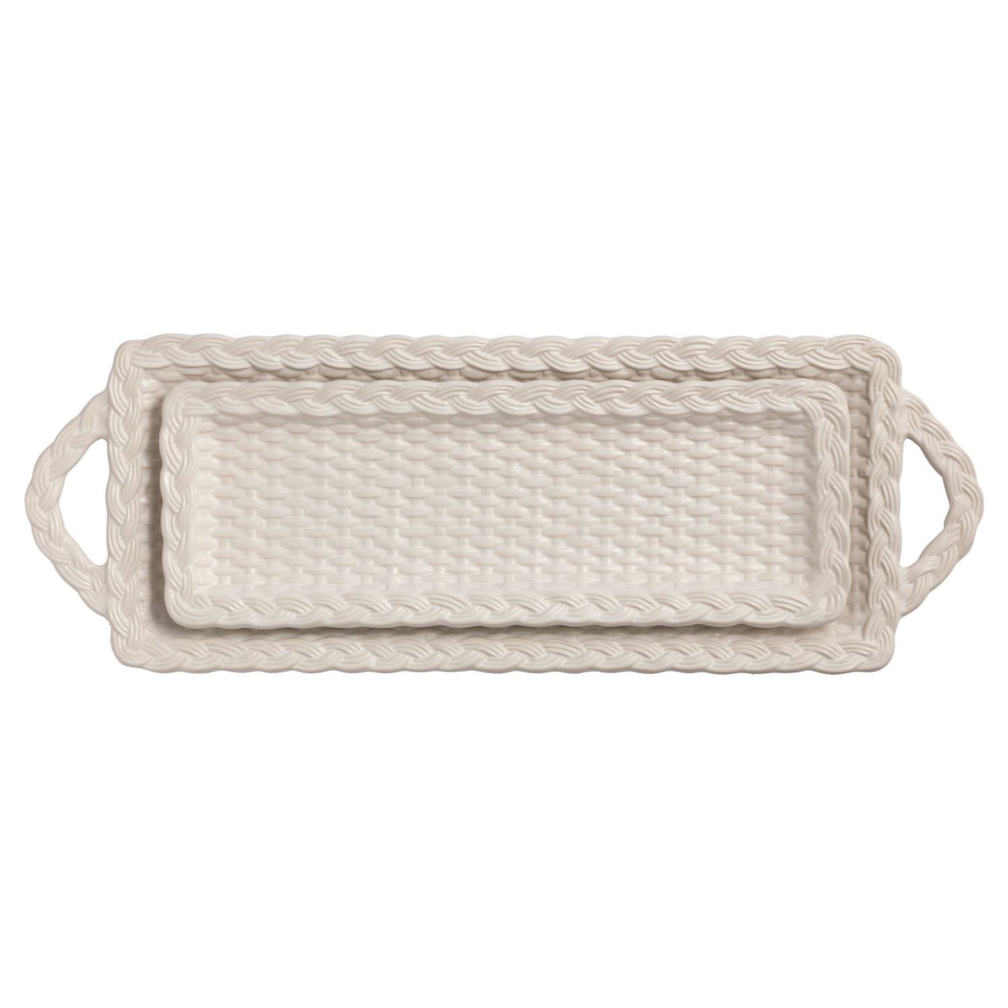 NESTED WOVEN CERAMIC TRAYS