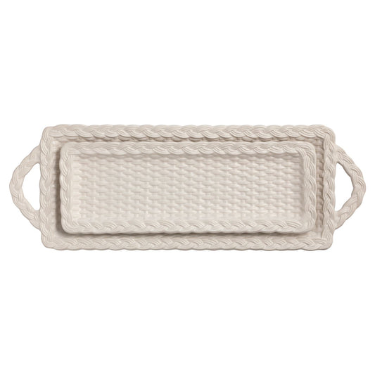 NESTED WOVEN CERAMIC TRAYS