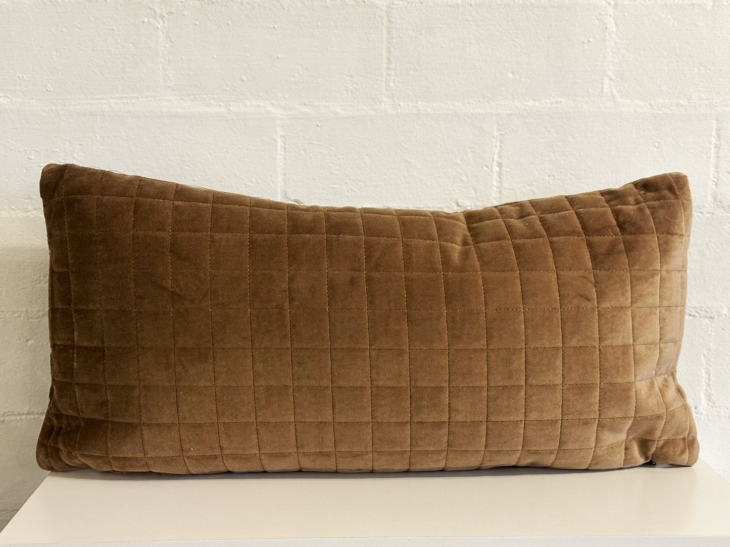 Lumber Pillow - quilted velvet coffee, brown