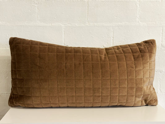Lumber Pillow - quilted velvet coffee, brown