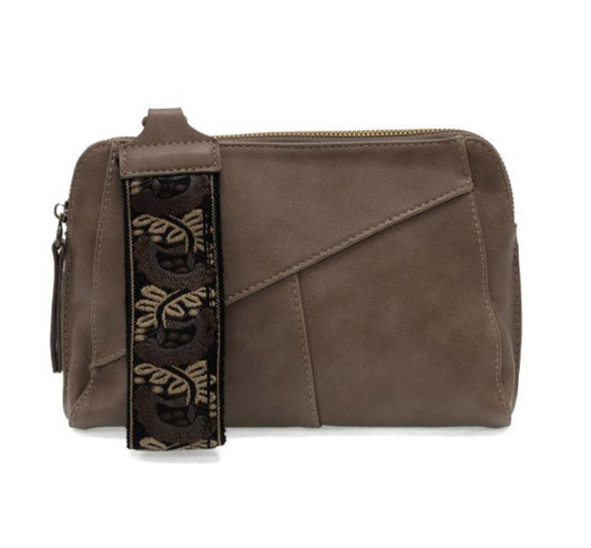 Taupe Gigi Crossbody with Woven Wristlet Strap