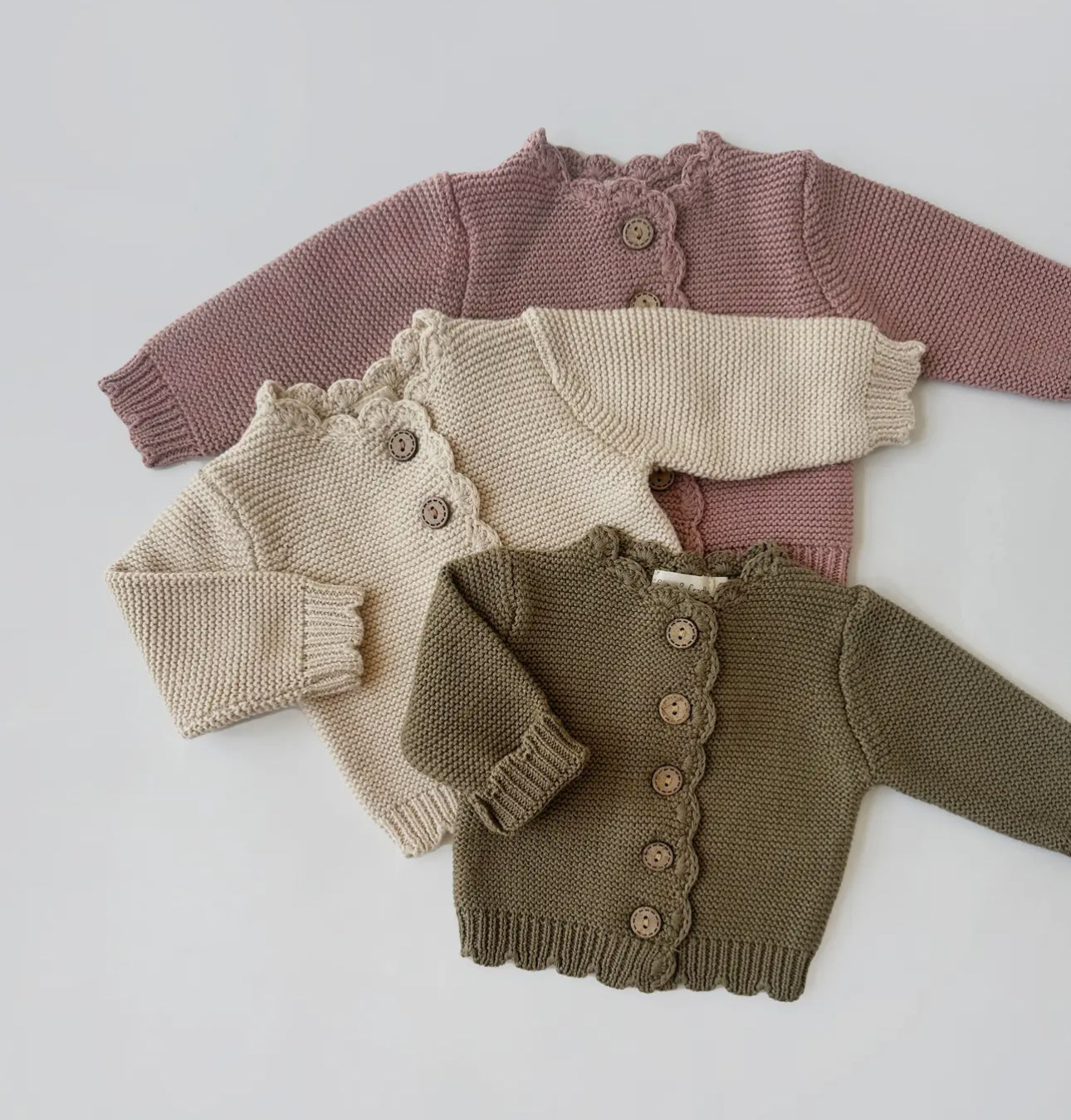 Oatmeal -Cotton Knitted Baby Sophia Cardigan