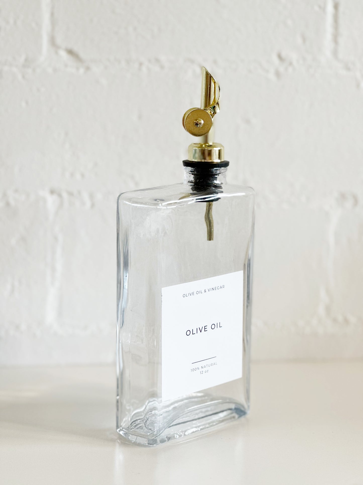 Olive Oil Rectangle Glass Dispenser Bottle