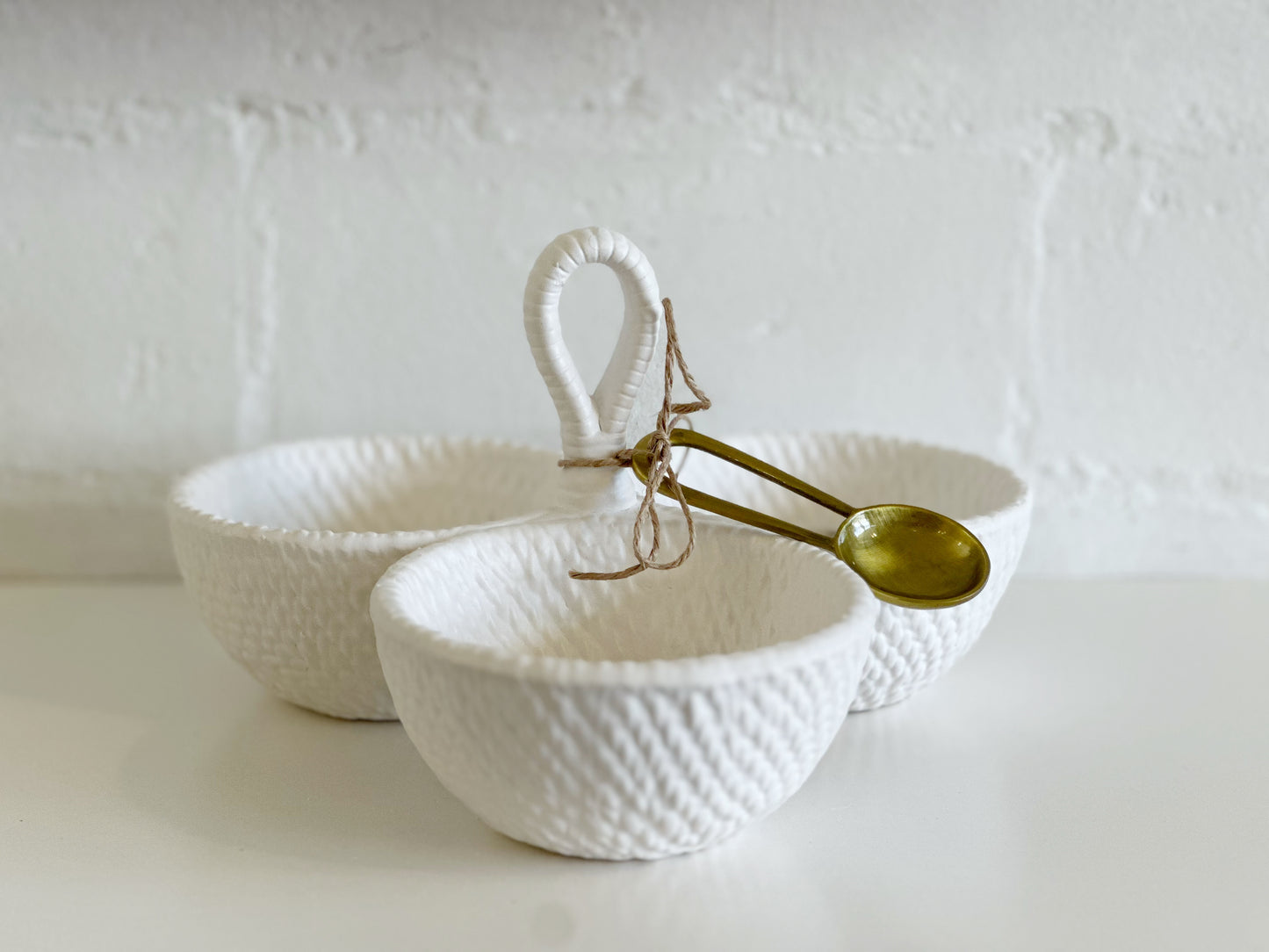 Woven Ceramic Triple Tidbit