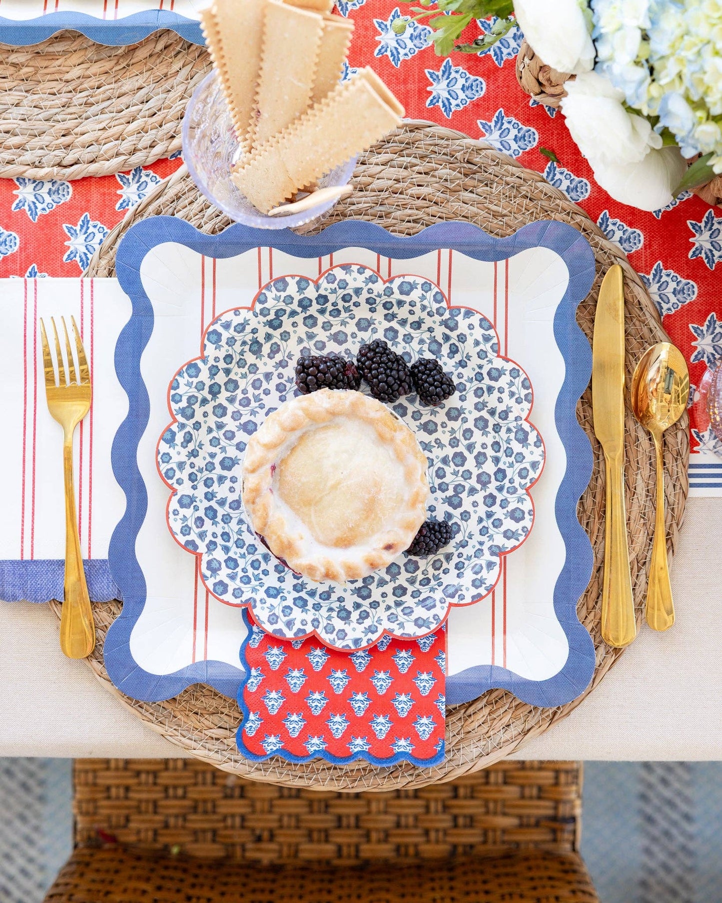 Plaid Stars Paper Cocktail Napkin