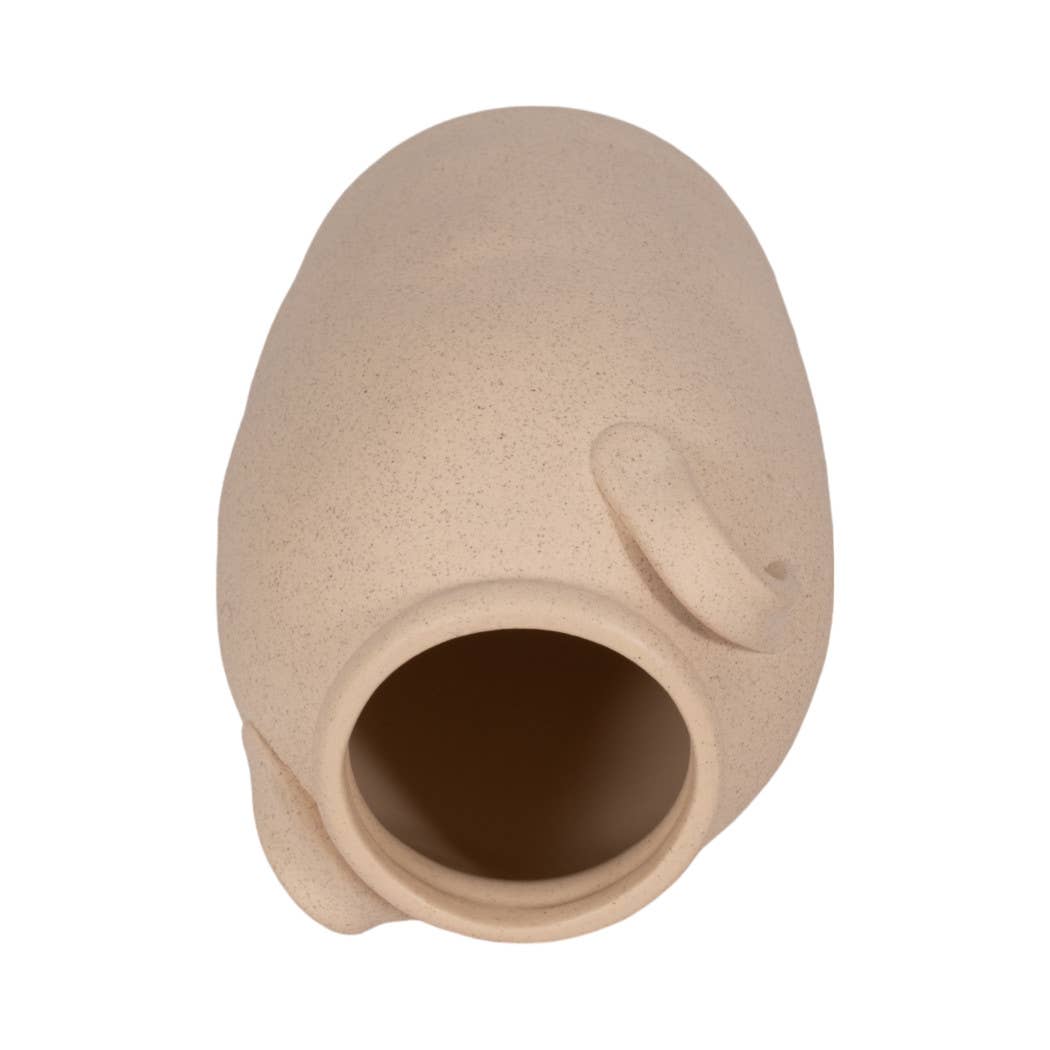 Ceramic Textured Vase with Handles - Ivory, 8 in.