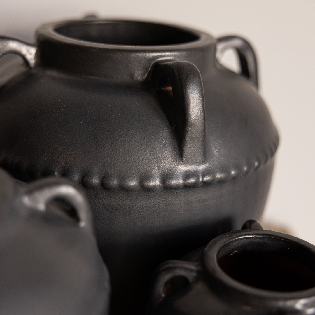 Dumont Grey Glazed Vase With Handles Small