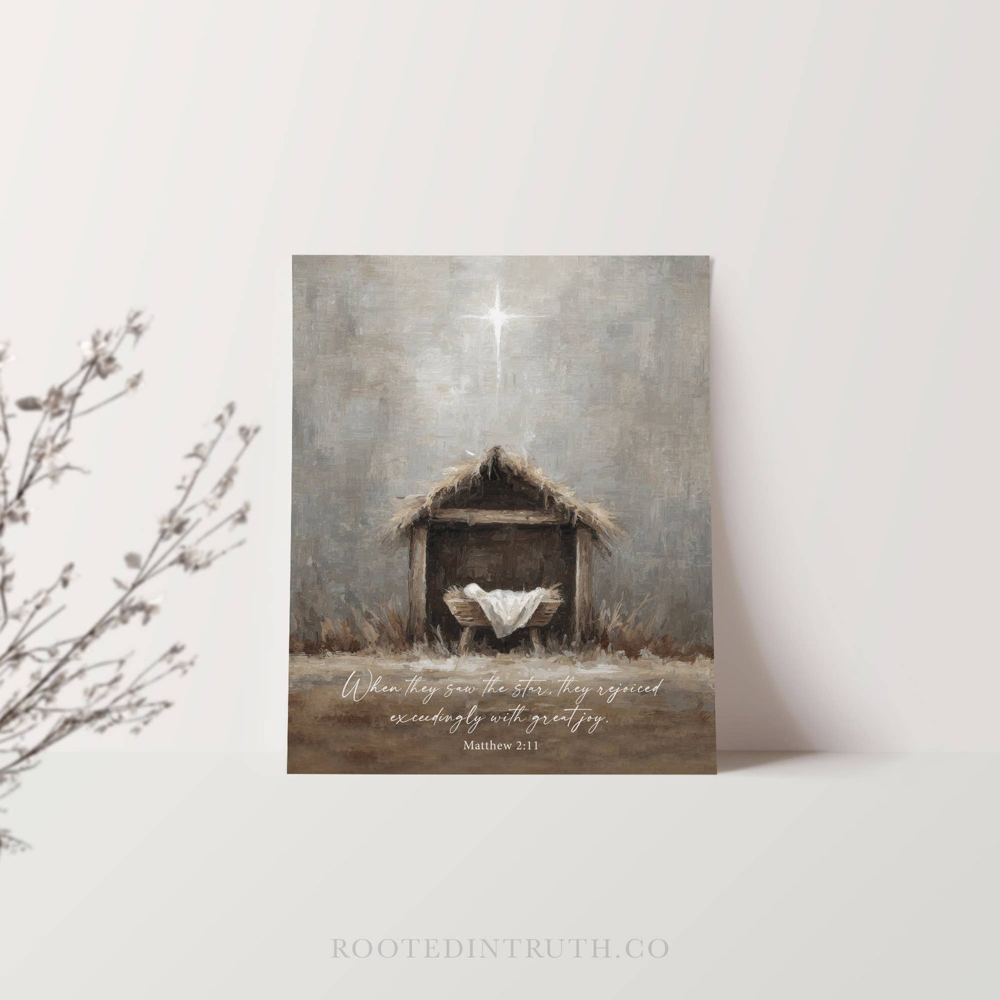 Manger Nativity Christmas Wall Art Print Holiday Decor: 11x14