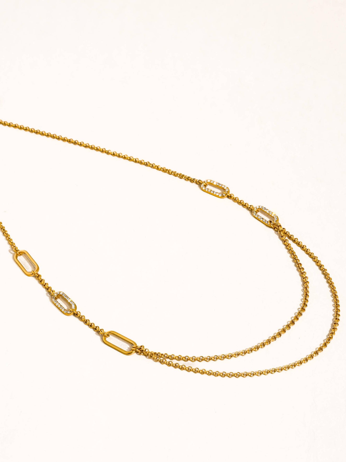 Vion 18K Gold Non-Tarnish Layered Chain Necklace: Yellow Gold