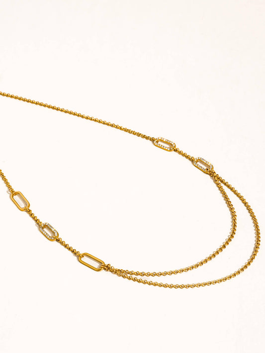 Vion 18K Gold Non-Tarnish Layered Chain Necklace: Yellow Gold
