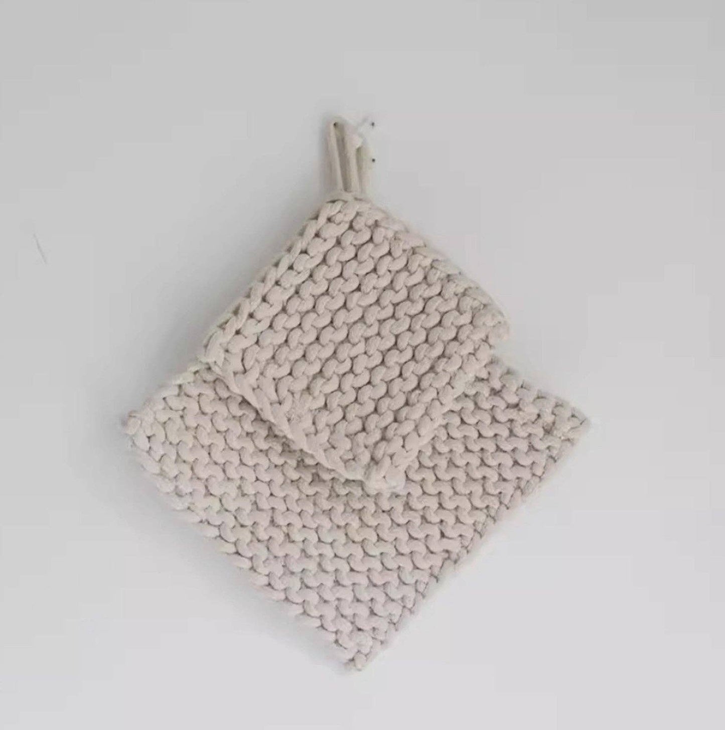 Cotton Crocheted Pot Holder: Khaki Small