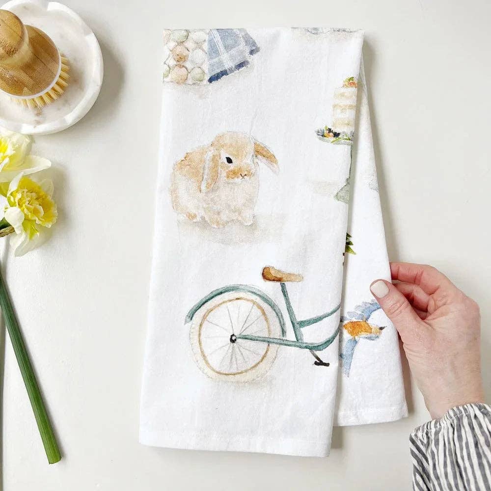 Springtime cotton flour sack tea towel