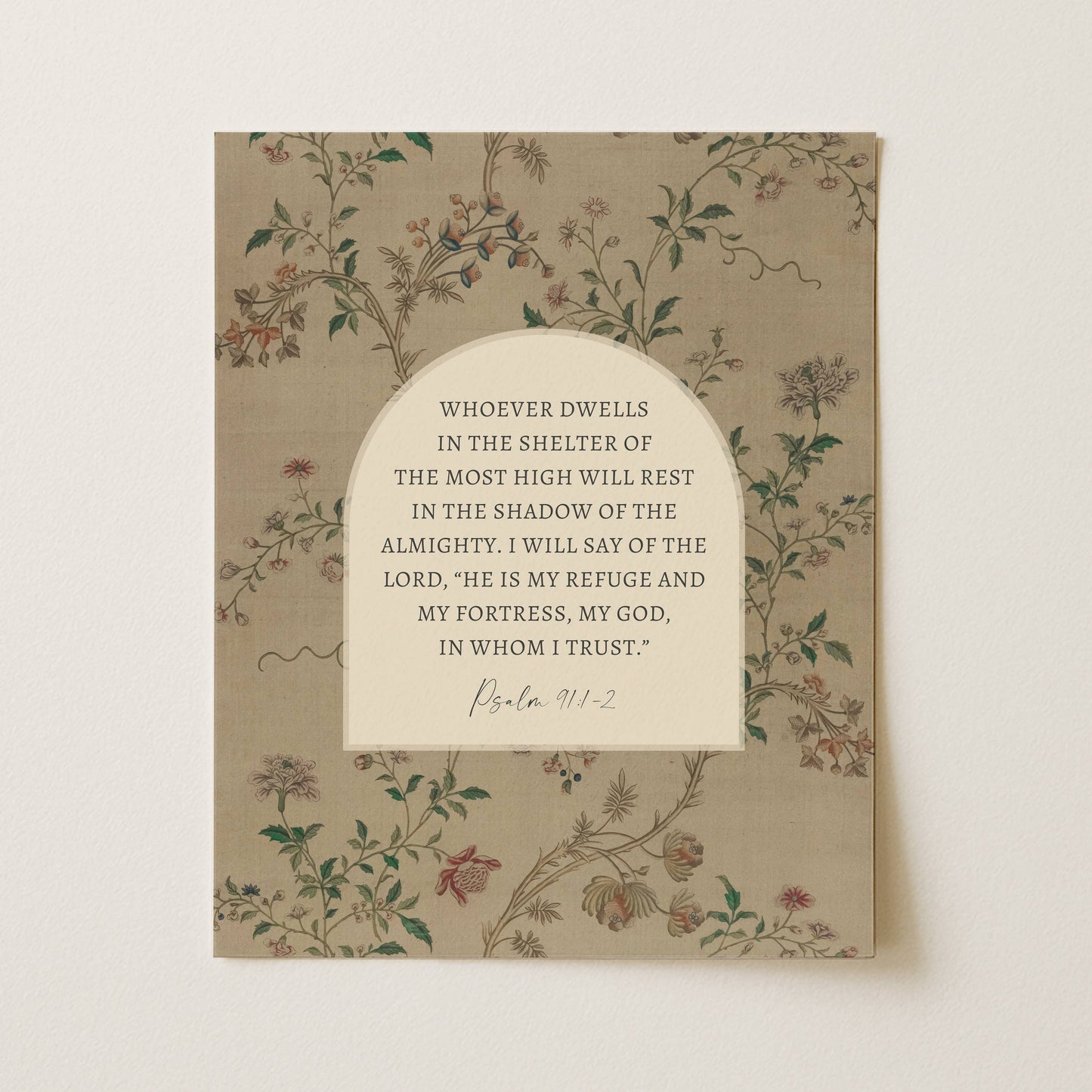 Psalm 91 Christian Art Print, Canvas, Decor, Gift : 5x7 Heirloom Print (Unframed)