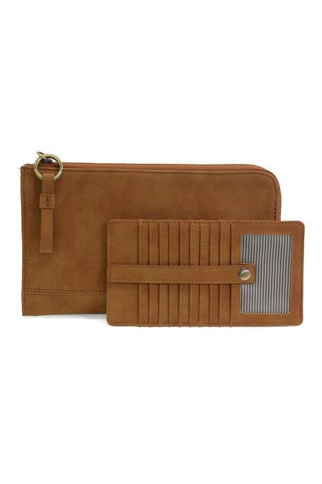 Toffee Faux Suede Karina Convertible Wristlet & Wallet