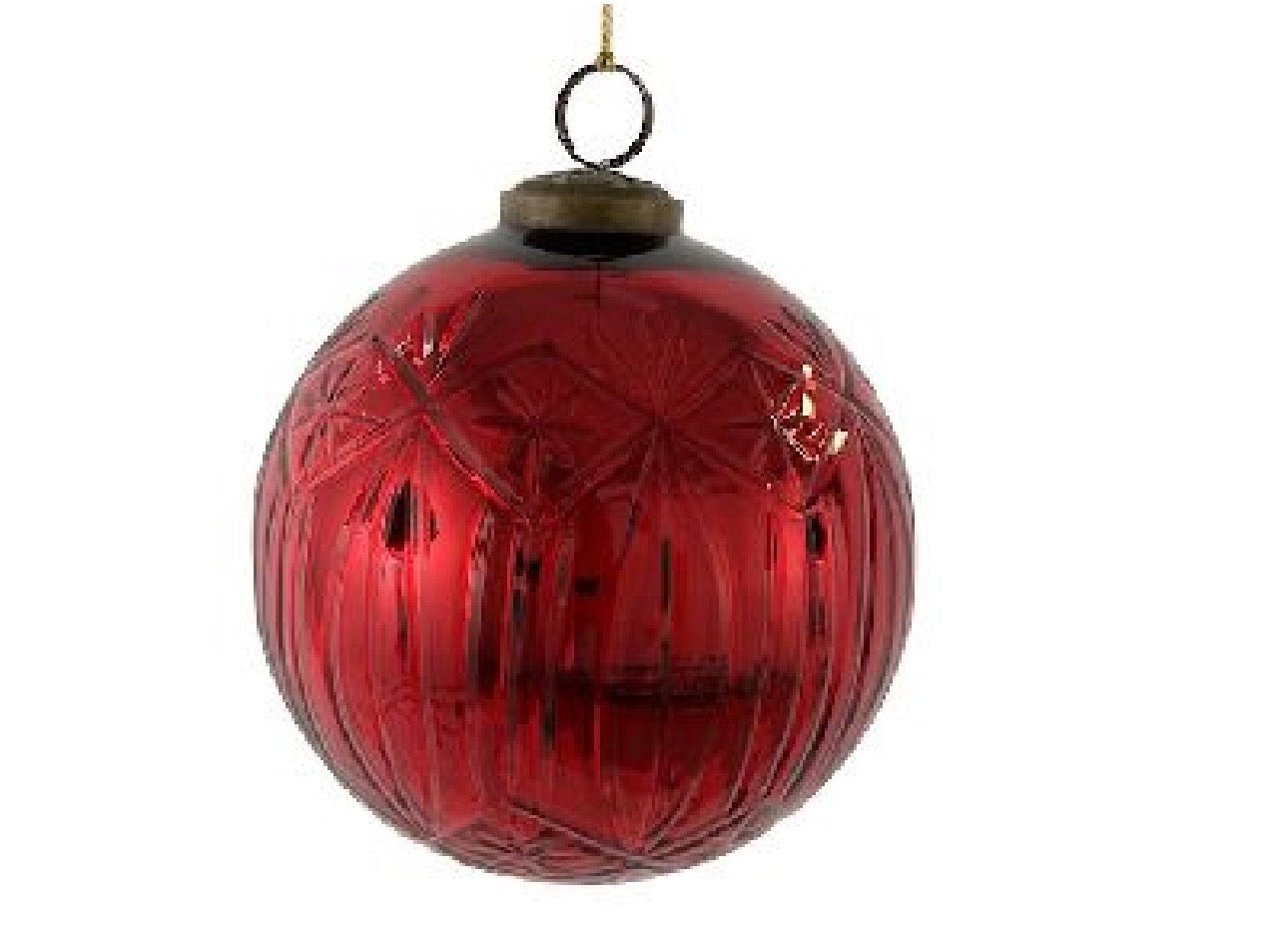 Glass ball red shiny engraved