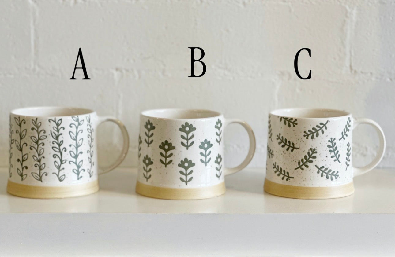 Leafy Green Stoneware Mug