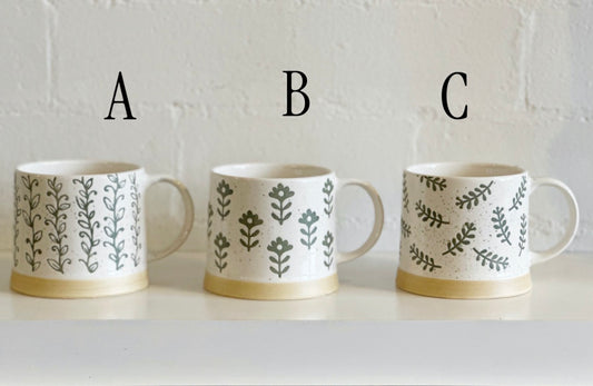 Leafy Green Stoneware Mug