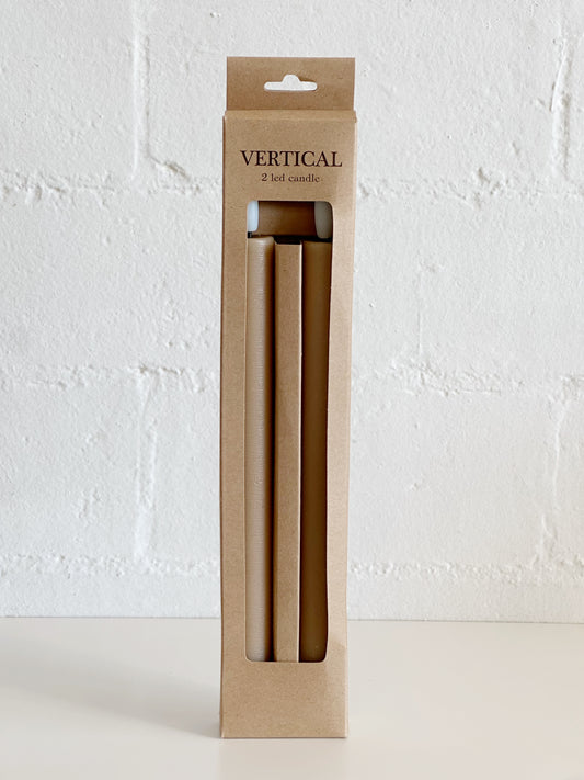 2 PC CARAMEL LED TAPER CANDLE SET