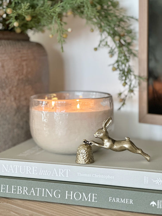 Pewter Rabbit Shaped Candle Snuffer, Antique Gold Finish