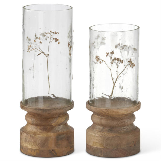 Dried Floral Glass Hurricane Candleholder