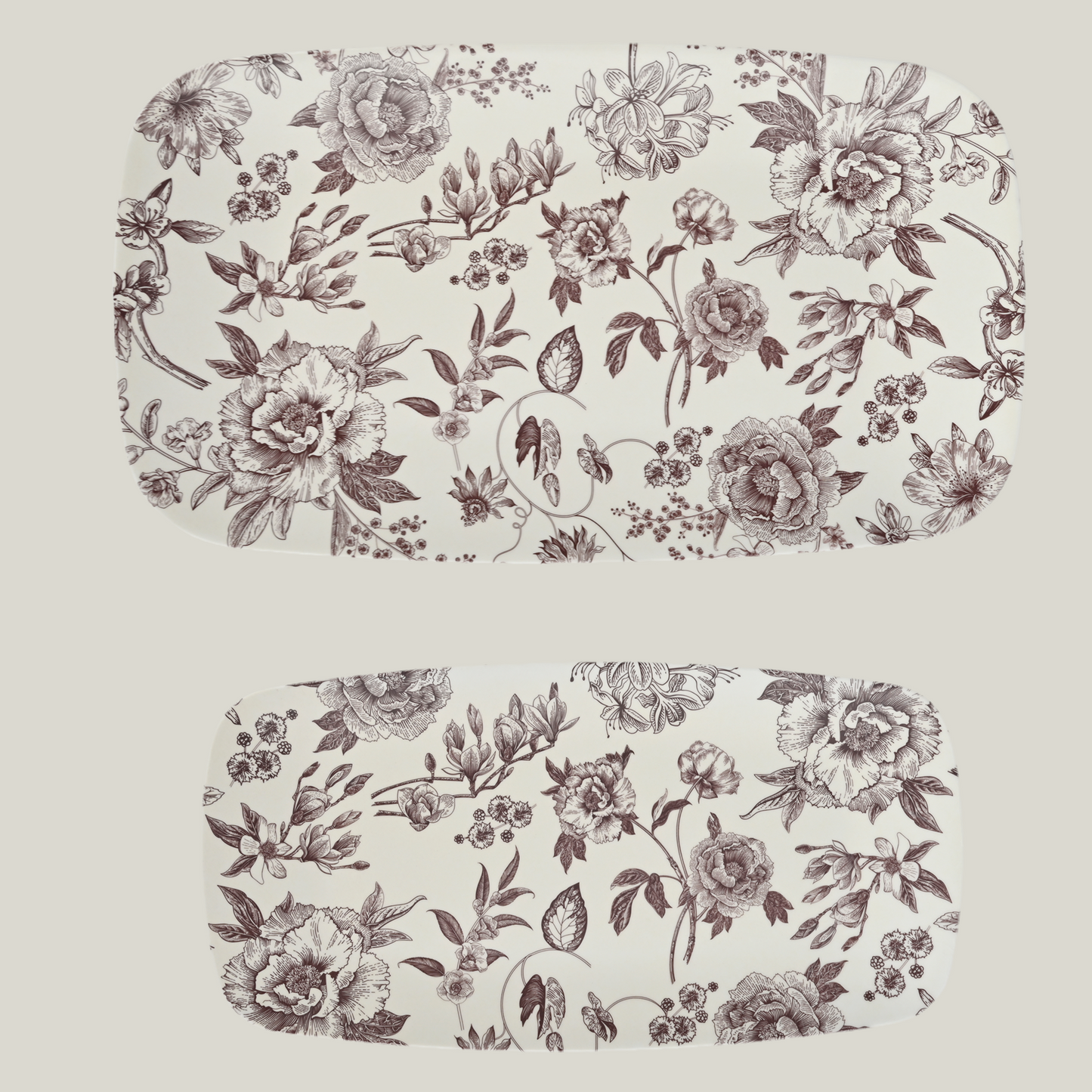 Brown Delft Stacking Melamine Tray - Set of 2