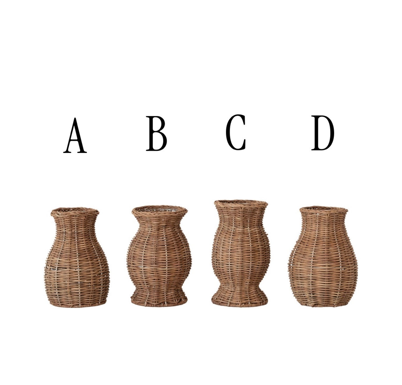 Hand-Woven Rattan Vase with Removable Glass Insert