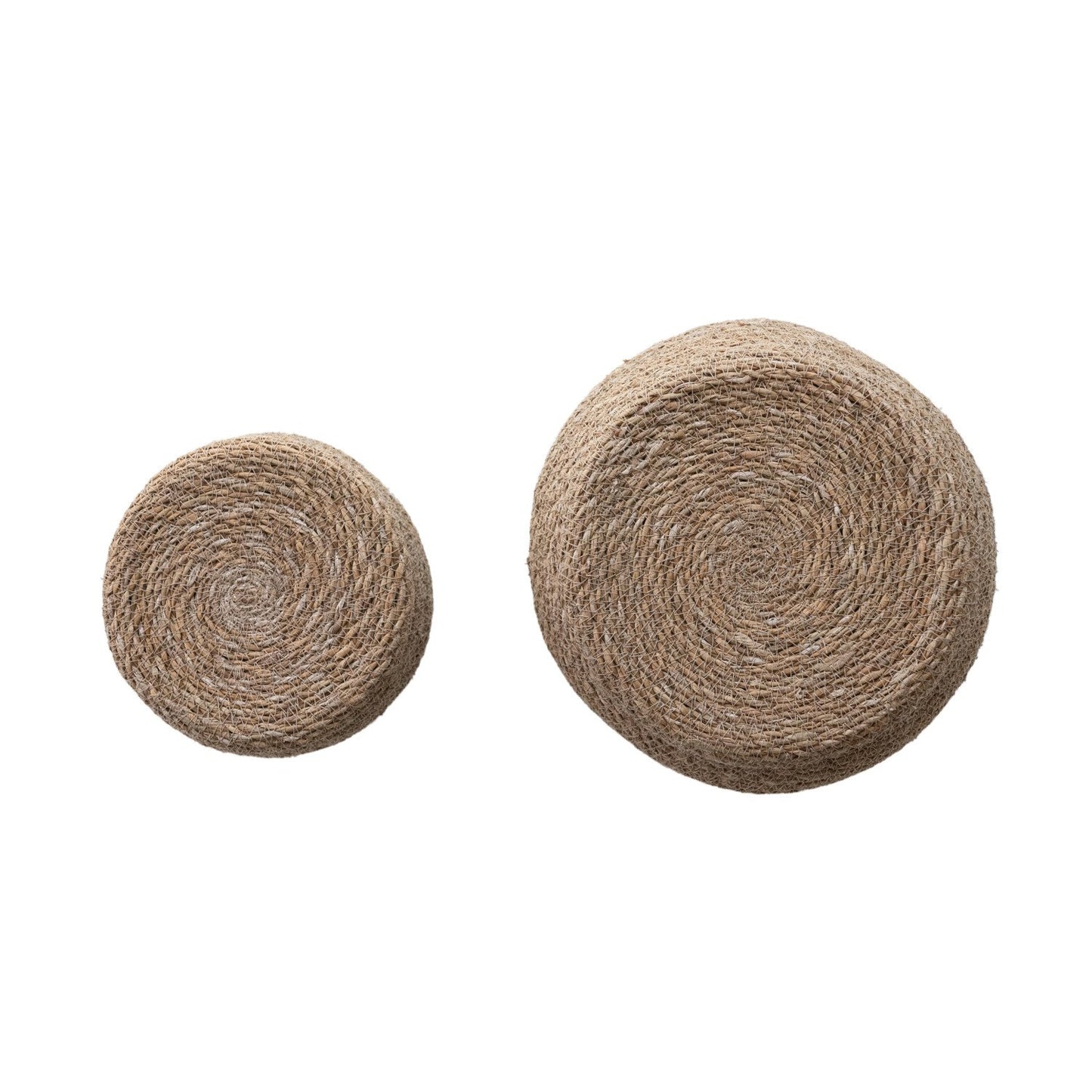 Hand-Woven Seagrass Baskets with Lids, Set of 2