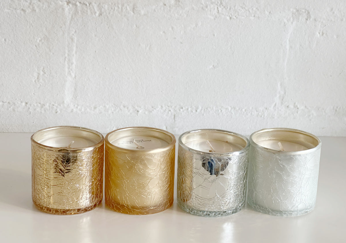 Balsam Crackle Glass Votive - 4 Assorted Colors