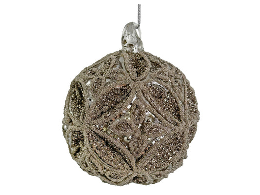 Antique Floral Beaded Glass Ornament