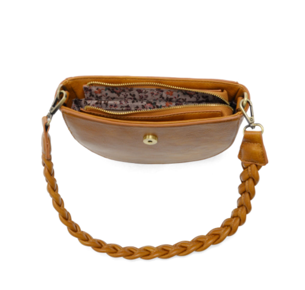 Dark Amber Linda Crescent Crossbody w/Braided Strap