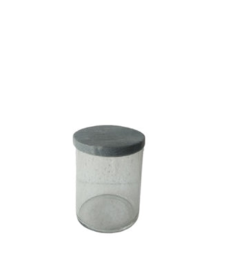 GLASS CANISTER W/ BLACK MARBLE LID