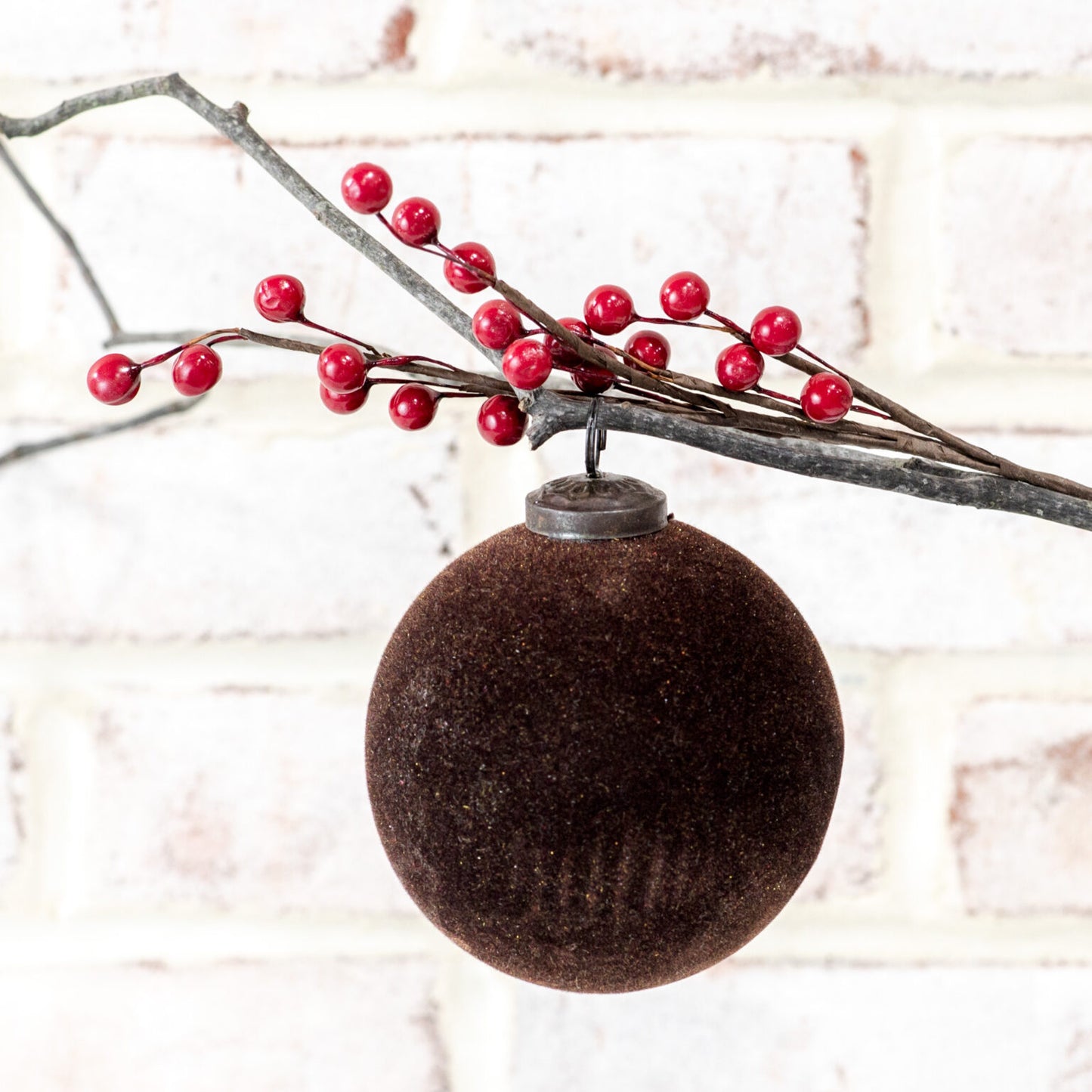 BROWN VELVET BALL ORNAMENT