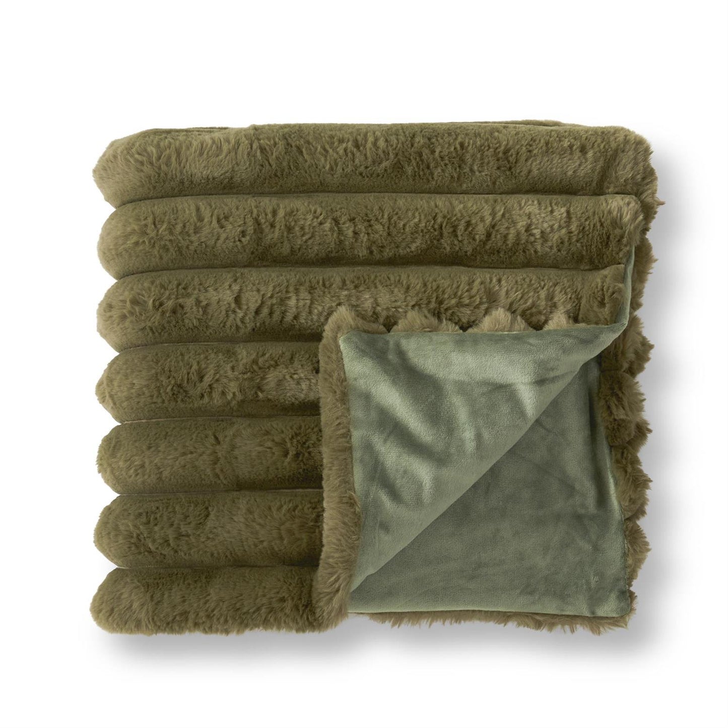 Dark Green Faux Fur Throw Blanket